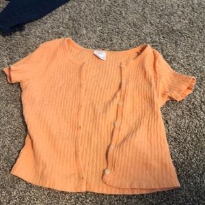 Bright orange girls button up shirt